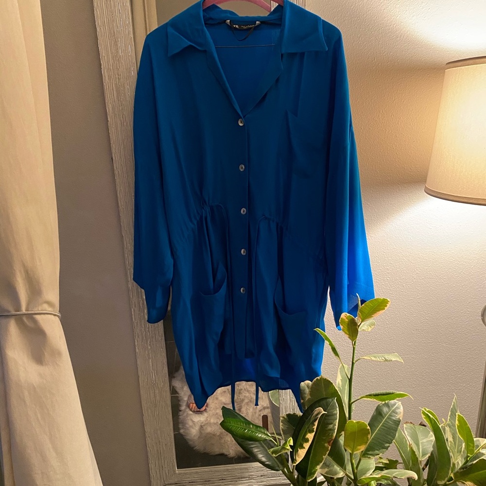 Zara Women Drawstring Blouse with Pocket